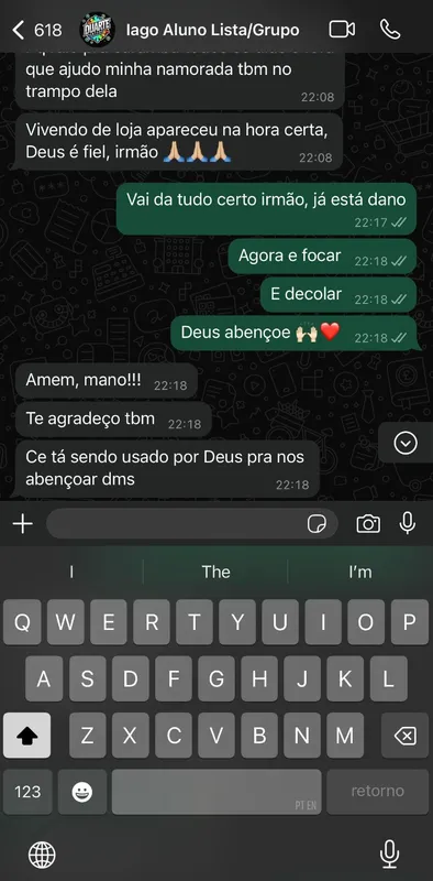 Print de conversa no WhatsApp: aluno agradecendo pela lista de fornecedores chegar na hora certa